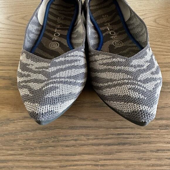 Rothy’s Women’s Retired Grey Zebra Point Flats Slip On Ballet Washable Neutral - Picture 7 of 10